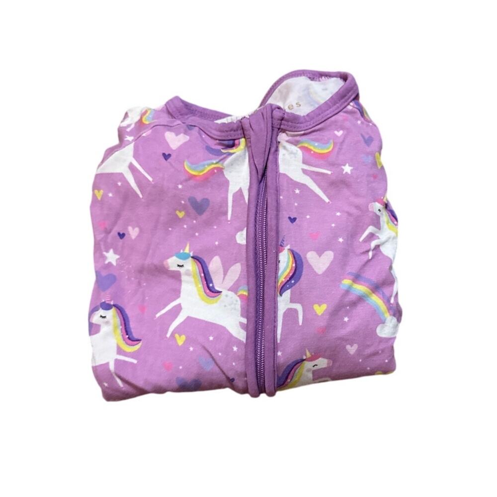 Little Sleepies Purple Unicorn Print Zippy Size 12-18 months Bamboo